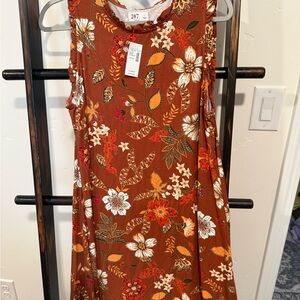 Maurices Long Sleeve Floral Dress - Brown and White